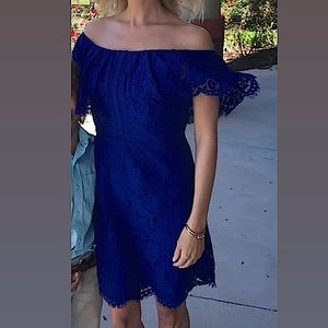 Sugarlips royal blue lace dress off the shoulders style size Small, worn once